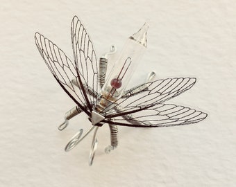 Steampunk brooch - Small Mayfly Lightbulb Brooch - Unique Steampunk Steam Punk Clockwork Jewelry
