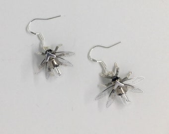 Steampunk earrings - Handmade Original Tiny Bee Lightbulb Earrings - OOAK Unique Upcycled Steampunk Steam Punk Clockwork Jewelry