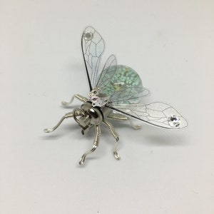 PRE ORDER Forget me not - Blue Bug Steampunk clockwork dried flower bee pin brooch - Handmade Clockwork Original Neo Victorian Jewellery