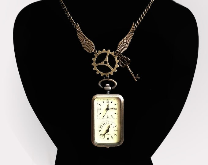 Timetravellers pocket watch necklace - Unique Steampunk Gothic Clockwork Neo Victorian Victoriana Jewellery