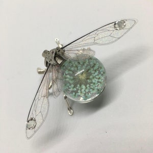 PRE ORDER Forget me not Blue Bug Steampunk clockwork dried flower bee pin brooch Handmade Clockwork Original Neo Victorian Jewellery image 2