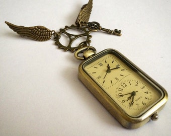 Steampunk brooch -  Timetravellers pocketwatch brooch/pin - OOAK Unique Steampunk Gothic Clockwork Neo Victorian Victoriana Jewellery