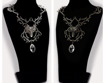Woodland Necklace - What time is it Mr Wolf? Faerie Gothic Animal Neo Victorian Jewellery