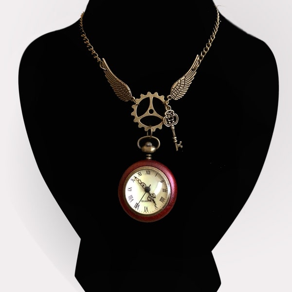 Collier de montre de poche Timetravellers - Unique Steampunk Gothic Clockwork Neo Victorian Victoriana Jewellery