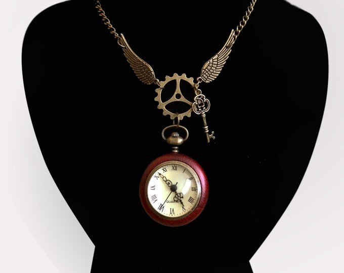 Timetravellers pocket watch necklace - Unique Steampunk Gothic Clockwork Neo Victorian Victoriana Jewellery