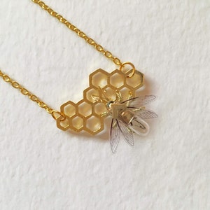 Save the bees Steampunk honeycomb and clockwork bee necklace Original Handmade Lighbulb Clockwork Neo Victorian Victoriana Jewellery image 1
