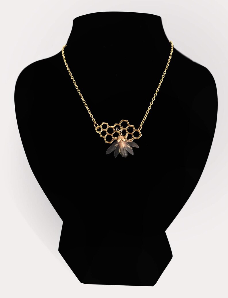 Save the bees Steampunk honeycomb and clockwork bee necklace Original Handmade Lighbulb Clockwork Neo Victorian Victoriana Jewellery image 2
