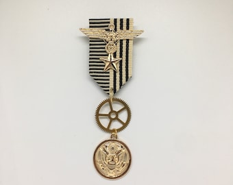 Steampunk brooch -  Military medals brooch/pin - Unique Steampunk Gothic Clockwork Neo Victorian Victoriana Jewellery