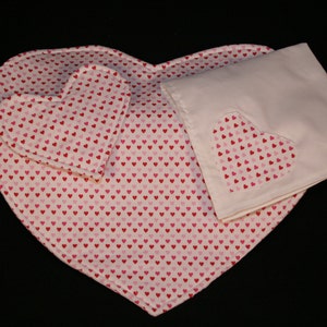 Coasters, cloth, Valentine's, pink, red, heart shape image 2