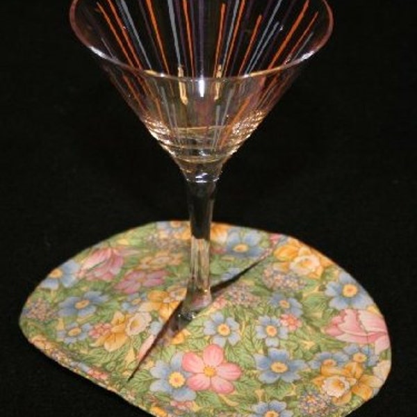 Coasters, cloth, spring flowers, stemware, Oval shape