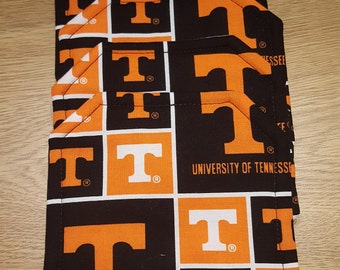 Coasters, Square with mitered corners, Black & Orange University of TN block print