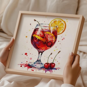 Fluwelen slokdarm / Sips•&•Spirits-collectie / Afdrukbare muurkunst keuken / Vierkante wanddecoratie / Digitale download