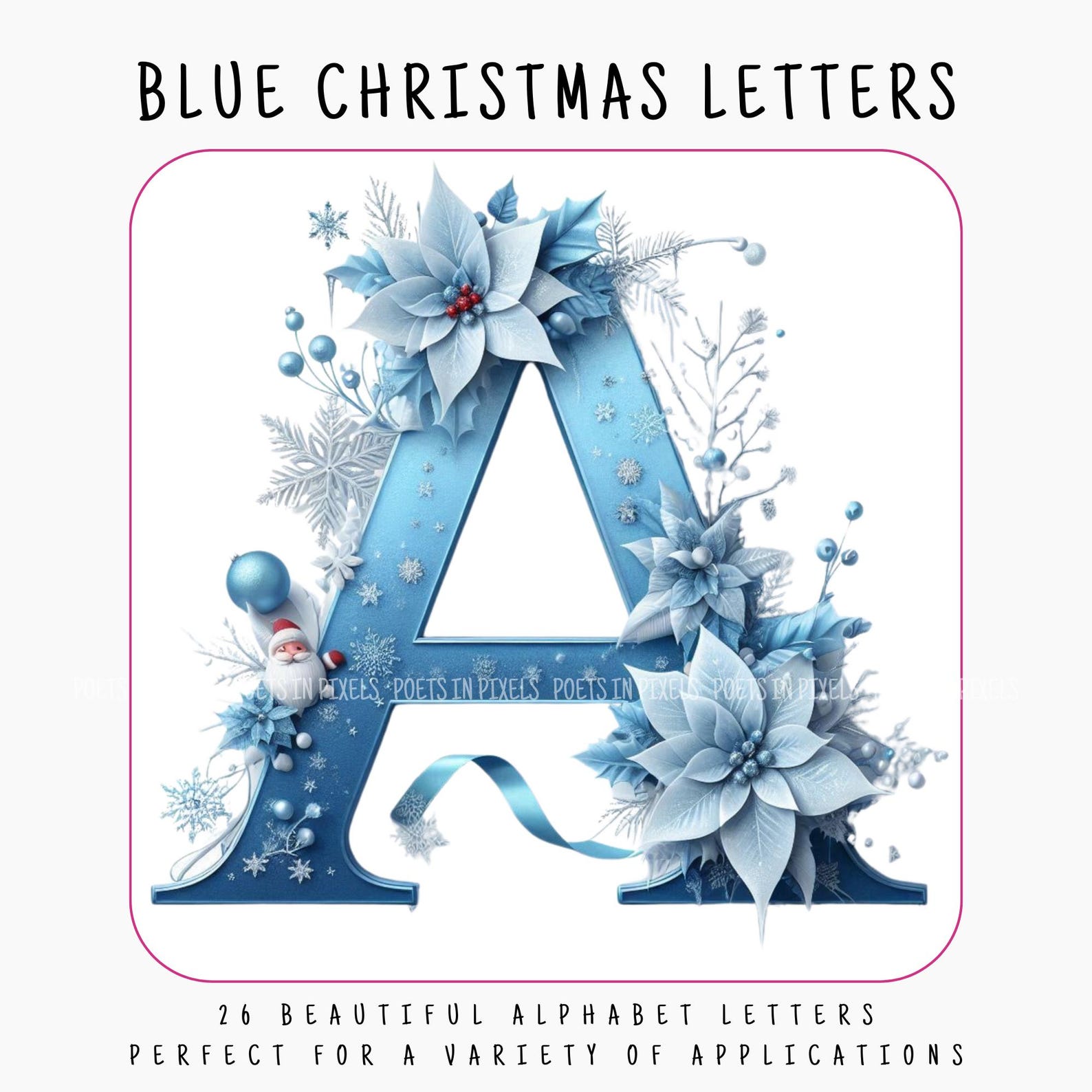 Blue Christmas Alphabet Letters 26 Images - Etsy