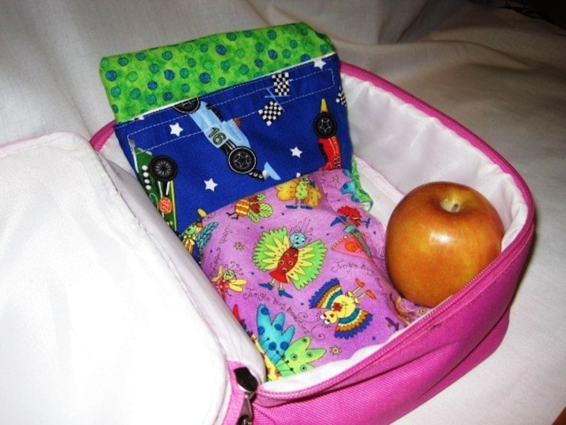 Reusable Earth Savvy Orange and Teal Sandwich and Snack Bag Set