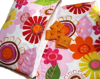 Reusable Sandwich and Snack Bag Set-Whimsy Pink and Orange Floral