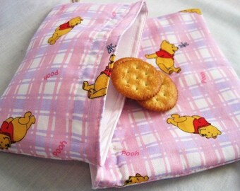 Reusable Sandwich and Snack Bag Set-Plaid Winnie the Pooh