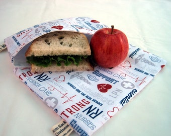 Reusable Sandwich and Snack Bag Set Nurses are Heroes