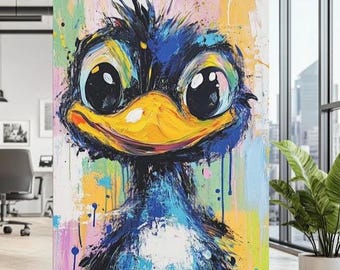 Colorful Bird Canvas Print | Whimsical Nursery, Kids Room Decor, Quirky Wall Art