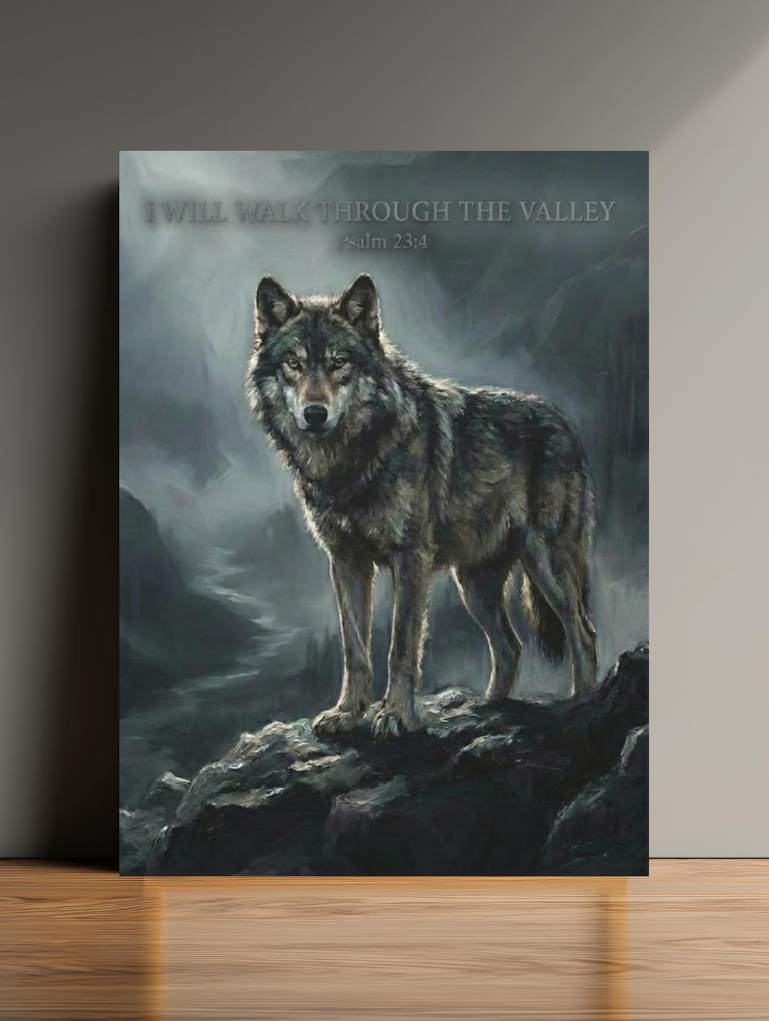 Wolf Canvas Wall Art | Psalm 23:4 Scripture Print | Jesus Art | Dark ...