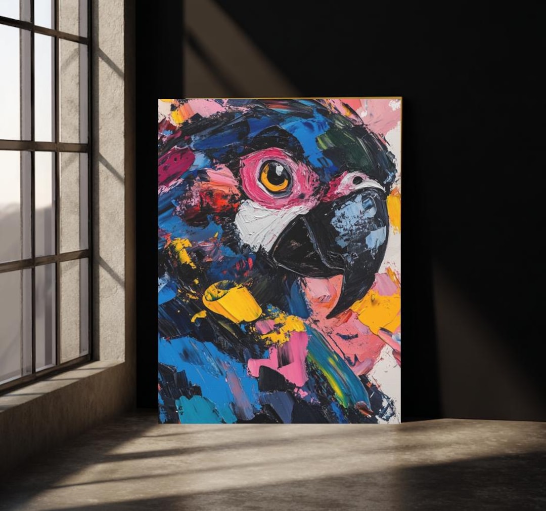 Colorful Parrot Wall Art | Abstract Bird Painting | Maximalist Artwork ...