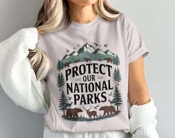 Protect National Parks T-Shirt: Wildlife Conservation, Hiking Camping