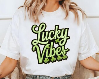 Lucky Vibes St. Patrick’s Day Shirt – Retro Irish Clover Shamrock Tee – Cute & Trendy St. Paddy’s Day Design