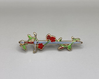 Ivy Sword Hard Enamel Pin- 2 inches, Sword Lover Gift, Fantasy, Red Flowers