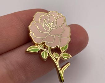 Pink Rose Hard Enamel Pin- 1.25 inches, Flower, Plant Lover Gift, Botanical, Garden