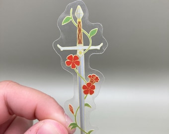 Ivy Sword Sticker- Clear, 3 inches, Fantasy