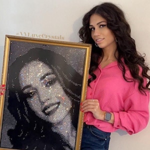 Custom Rhinestone Portrait | Personalised Sparkling Wall Art | Unique Gift for Weddings, Birthdays & Anniversaries from any picture