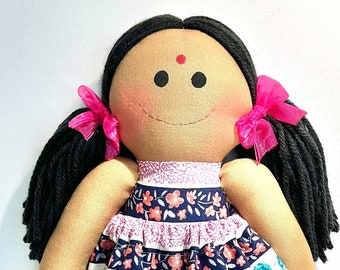 IN DIAN doll,black hair dolls ,baby first doll, indian gift ,indian Artistry, embroidered ,custom doll, baby first dolls ,granddaughter city