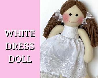 WHITE DRESS doll, custom flower girl doll