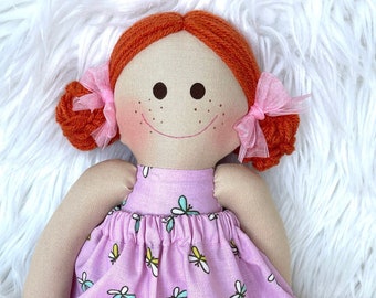 Baby first doll butterfly dress pink dress red head girl gift