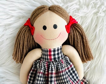 Custom baby doll, rag doll, personalized gift, baby gift, wild one, wild child, first birthday gift, dark hair doll, brown haired doll