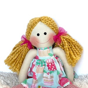 SALE Baby First Doll 15 inches cloth doll rag doll first christmas gift Children friendly embroider a name on candy dress doll for kids