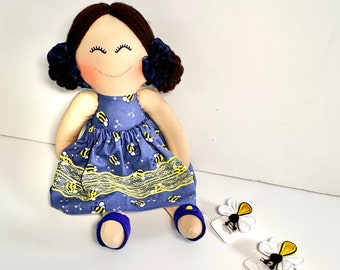 BUMBLE BEE dress  Baby First Doll cloth doll personalized rag doll perfect size