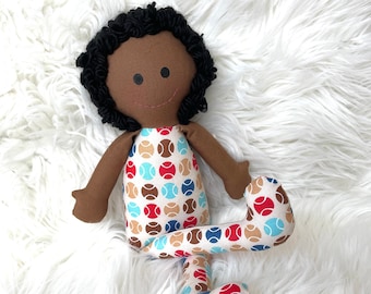 AFRICAN AMERICAN happy boys  Baby First Doll baseball boys baby gift vintage sports First Birthday best seller baby doll 1 year old lovers