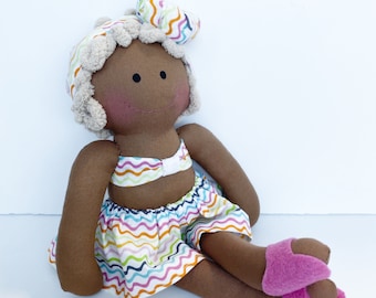 AFRICAN AMERICAN doll Baby First Doll Smiling Baby Happy cloth doll rag doll first birthday gift girl 1 year old gift ideas