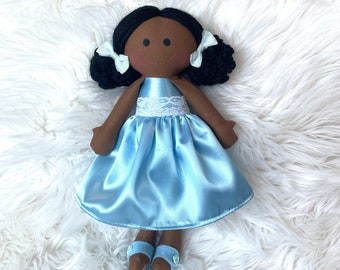 15" inch African american Flower girl doll , satin dress