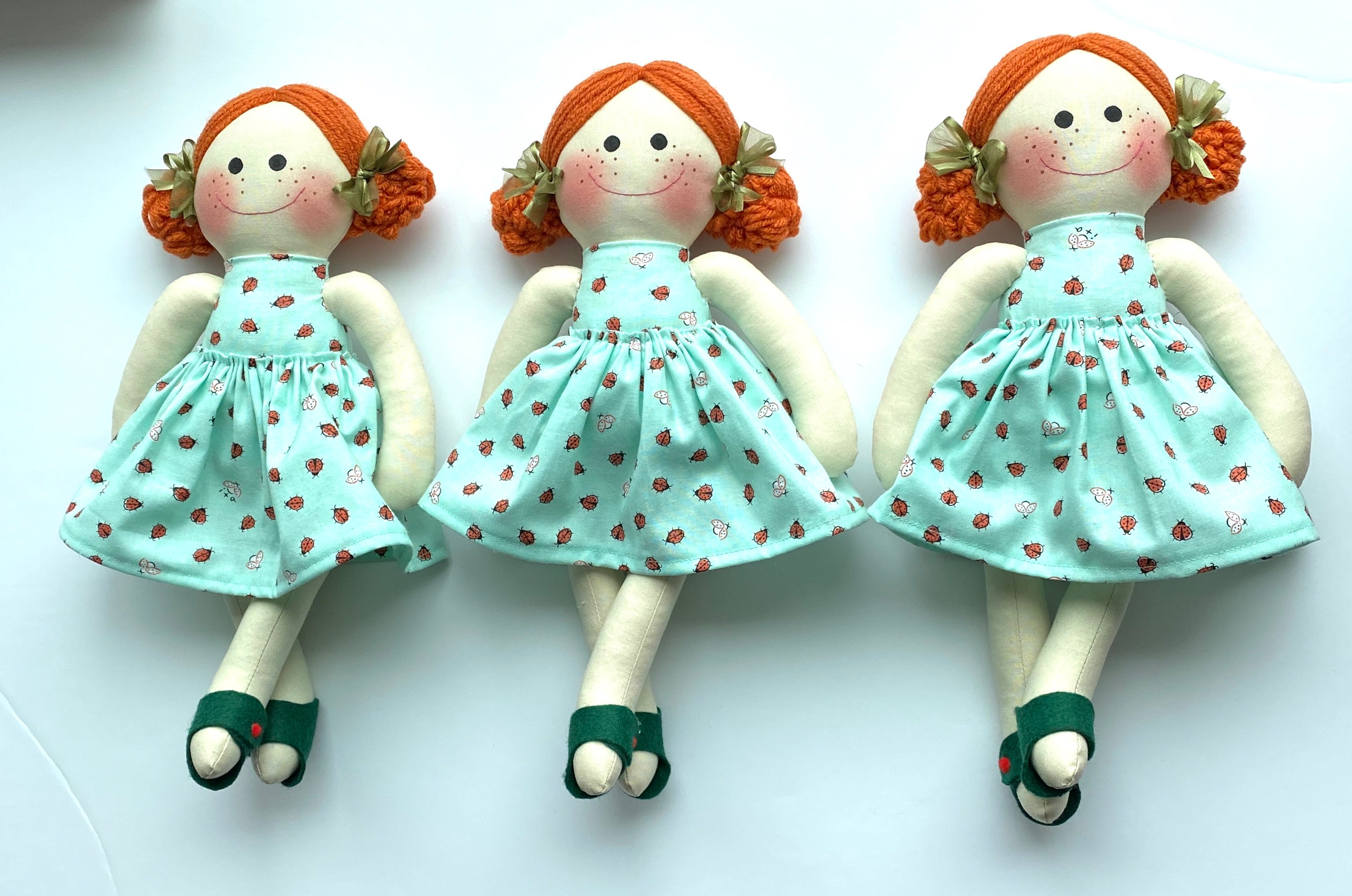 TWO BUNS RED head hair my firsty baby doll plush doll first birthday