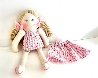 RAG DOLL  long pig tail hair my firsty doll plush doll first birthday gift dolls first gift dolls 1 year old gift ideas