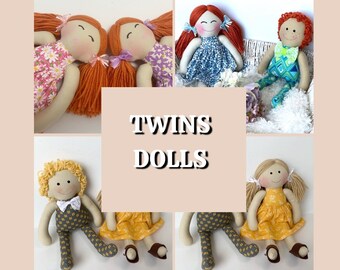 TWINS doll,s  , Valentines gift idea  Baby first doll , long hair, montessori todler gifted