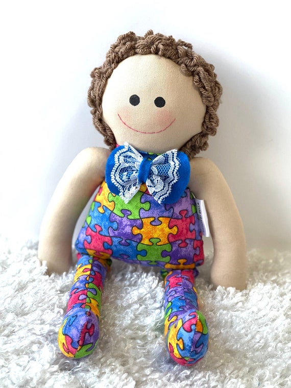 AUTISM HAPPY Boys Baby First Doll Autism Awareness Color First