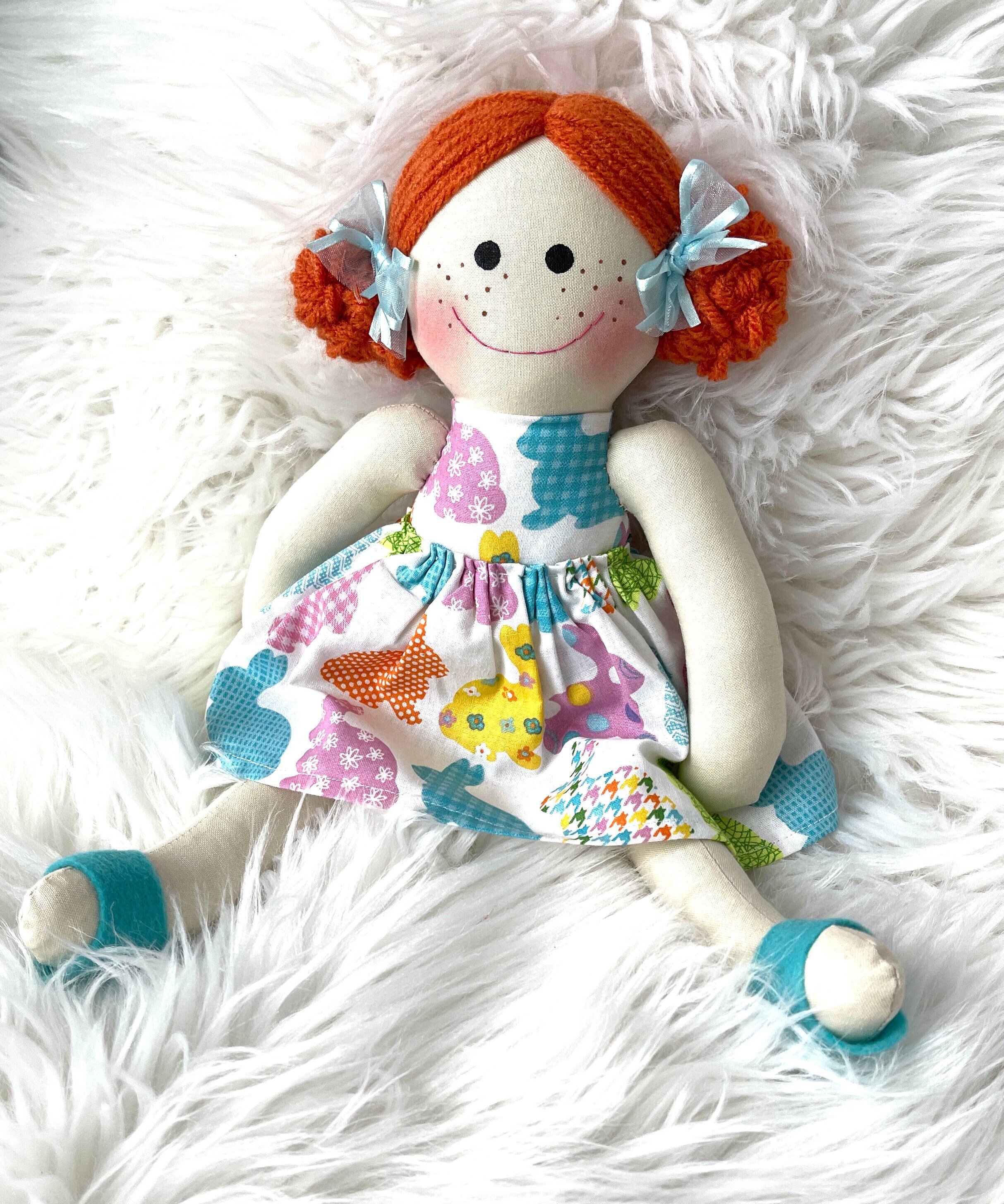 RED HEAD BUNNY dress for mimi Short hair style gift Baby first Doll for Girls 1st First Birthday Personalized cloth doll RED HEAD BUNNY dress for mimi Short hair style gift Baby first Doll for Girls 1st First Birthday Personalized cloth doll