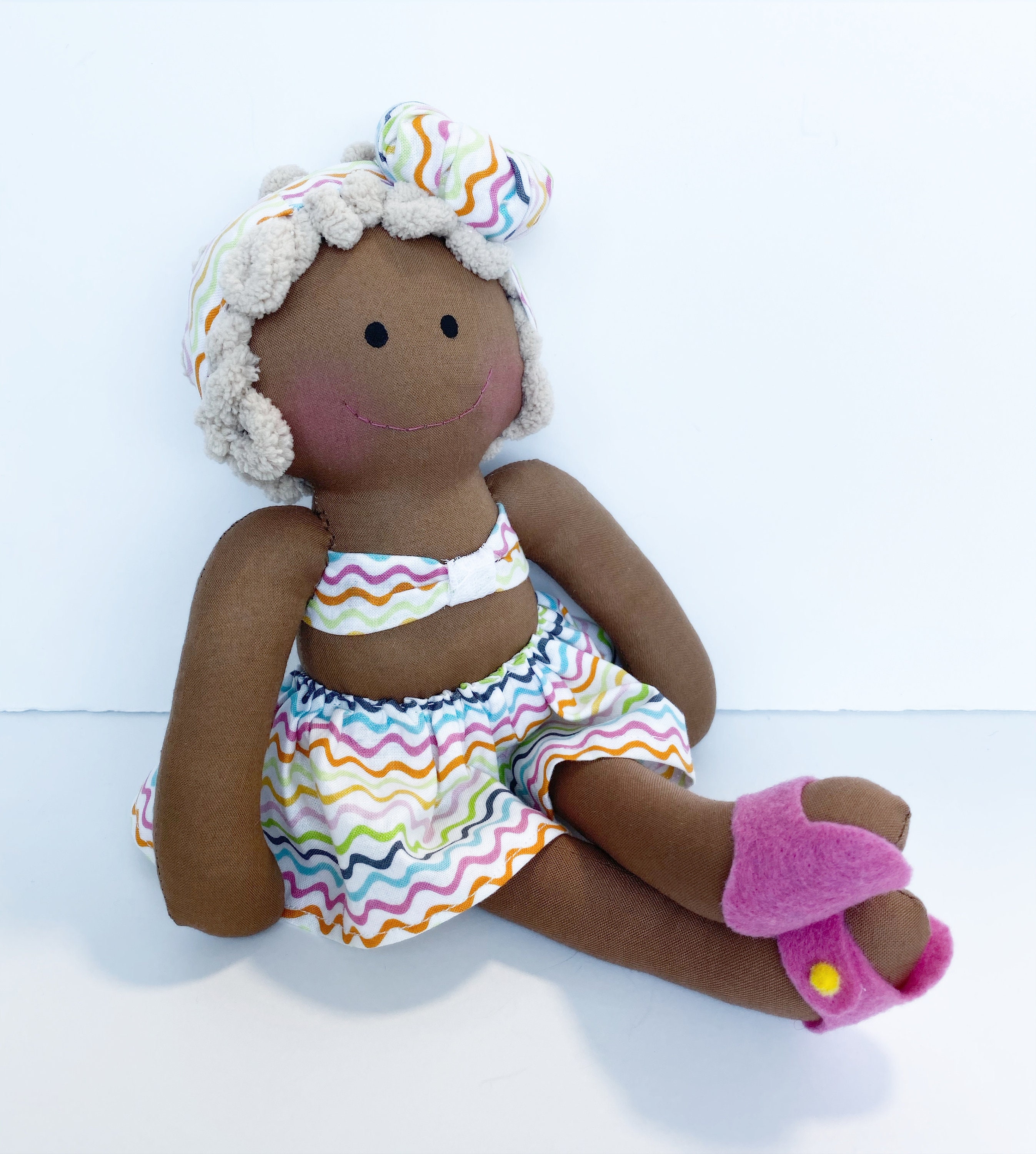 AFRICAN AMERICAN doll Baby First Doll Smiling Baby Happy cloth doll rag
