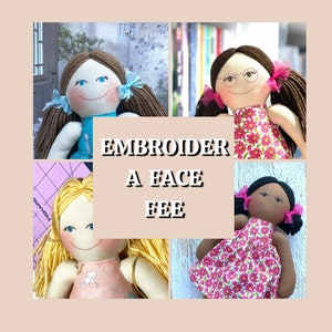 Embroidered faced FEE doll,s, handstiched f aces ,gifted embroider, embroid doll,s giftful, oneyear gift bjd doll