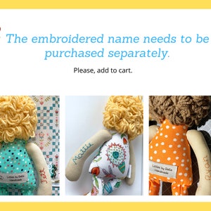 Personalization Embroidered FEE doll,s, handstiched ,gifted embroider, embroid doll,s giftful, nameful image 7