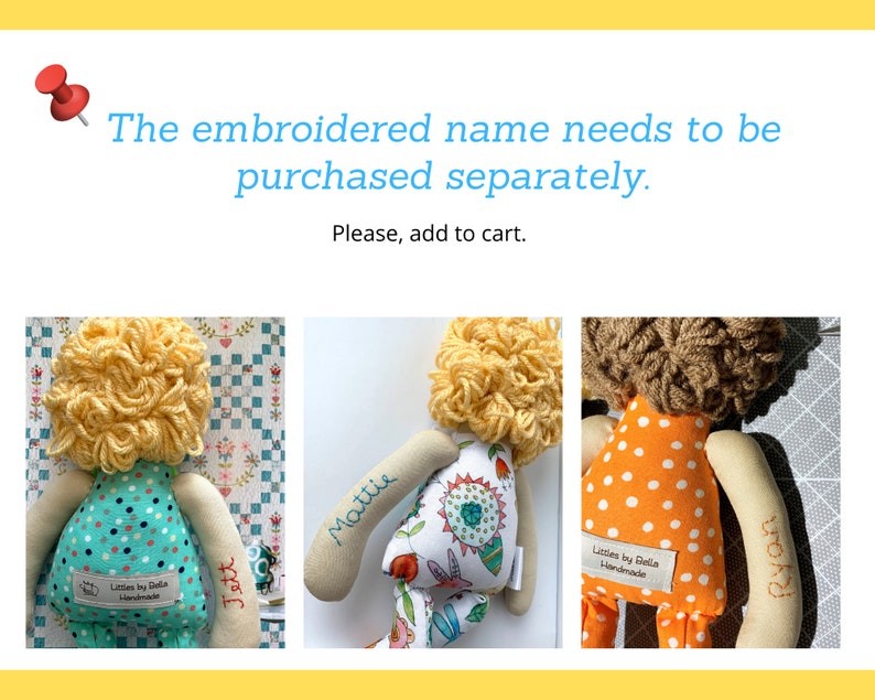 Personalization Embroidered FEE doll,s, handstiched ,gifted embroider, embroid doll,s giftful, nameful image 7