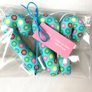 Handmade Candy Cane Christmas Ornaments: Set of 3 Pink & Blue