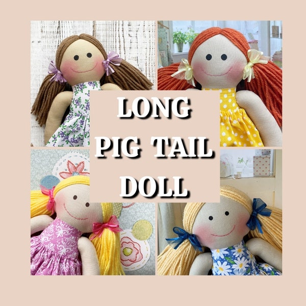 LONG Tails hair doll,s  , Valentines gift idea  Baby first doll , long hair, montessori todler